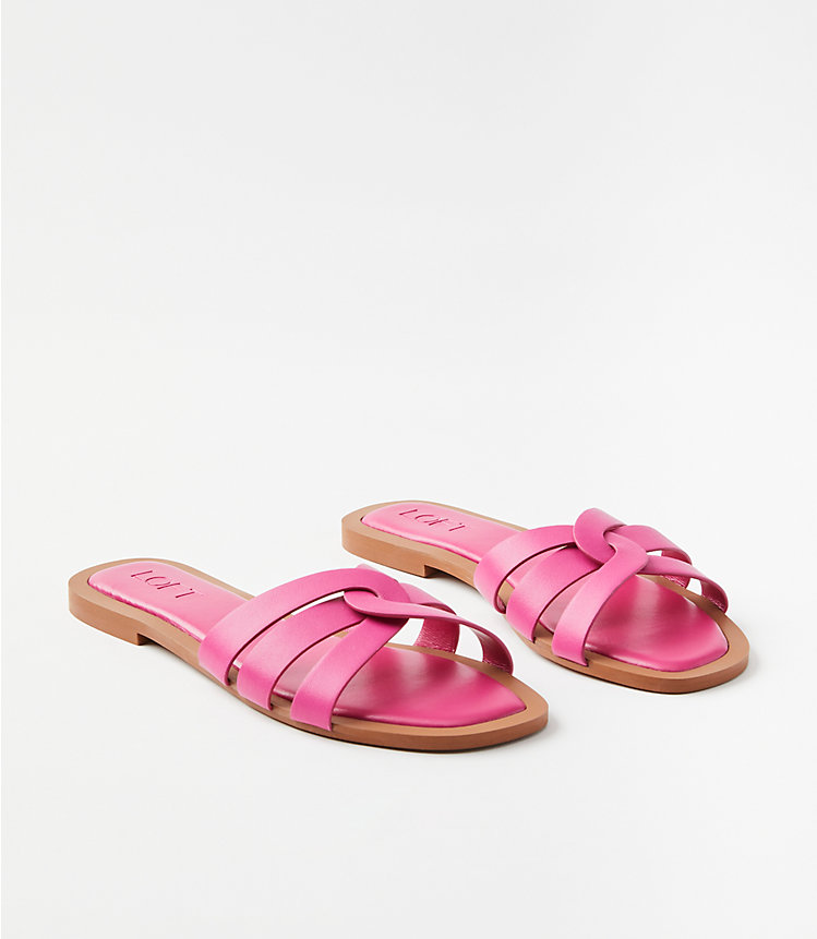 Strappy Leather Slide Sandals image number null