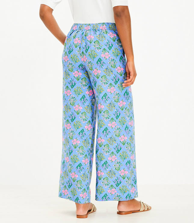 Tall Fluid Wide Leg Pants in Bouquet Linen Blend