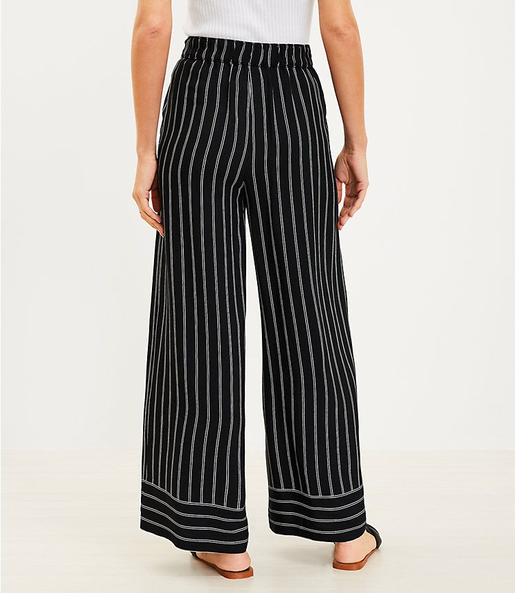 Tall Fluid Wide Leg Pants in Striped Crepe image number 2