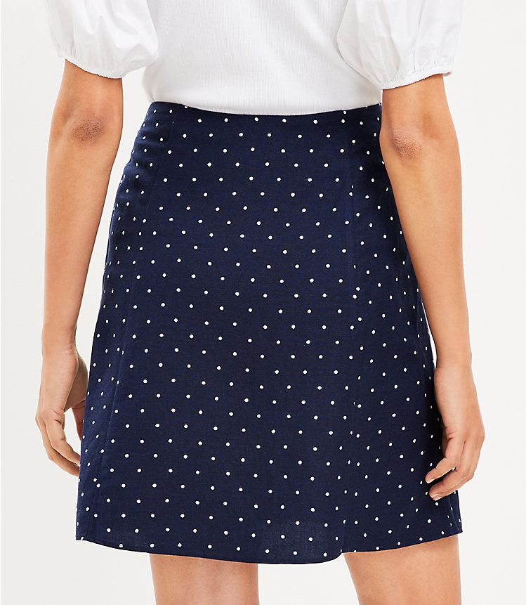 Dotted Button Trim Linen Blend Skirt image number 2