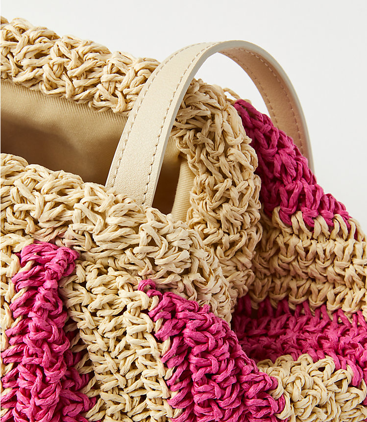 Striped Ruffle Straw Bag image number 1