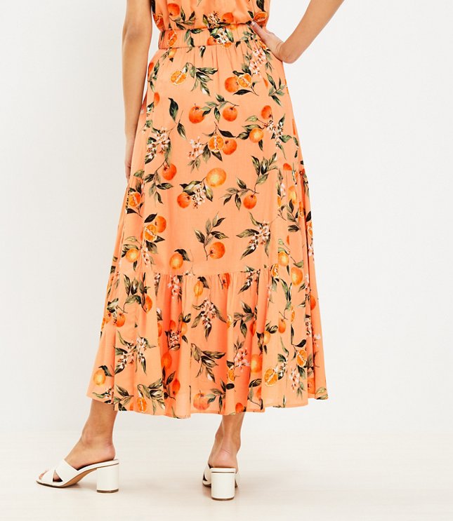 Orange Harvest Tiered Godet Maxi Skirt