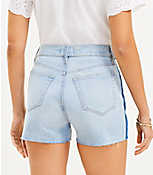 Side Stripe Fresh Cut High Rise Cut Off Denim Shorts carousel Product Image 3