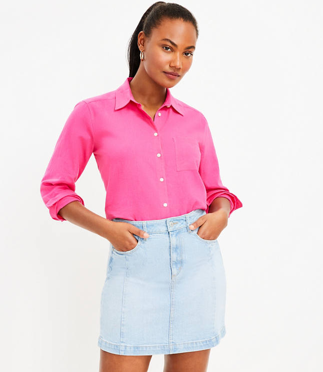 Denim Skirt in Light Indigo Wash