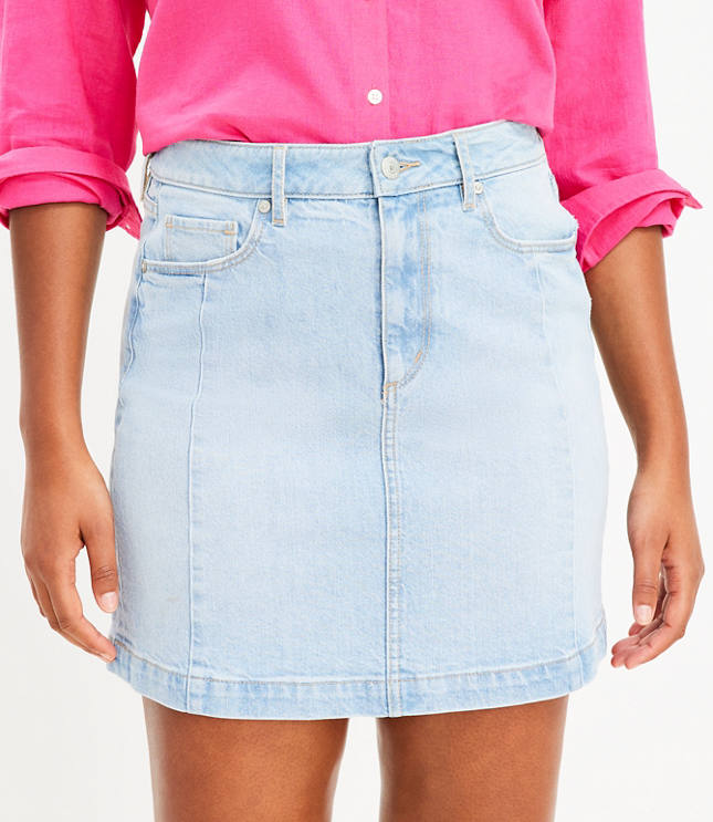 Denim Skirt in Light Indigo Wash - Light Indigo Wash