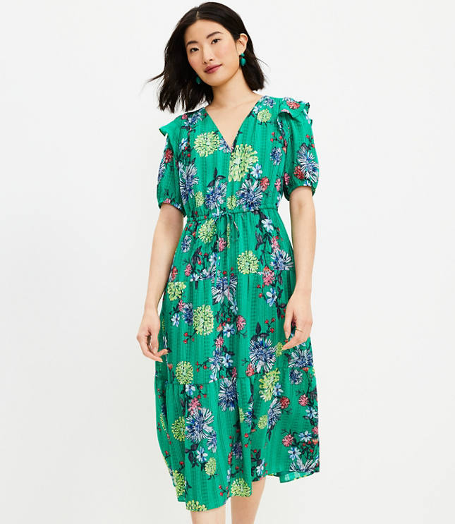 Jungle Jacquard Wrap Midi Dress