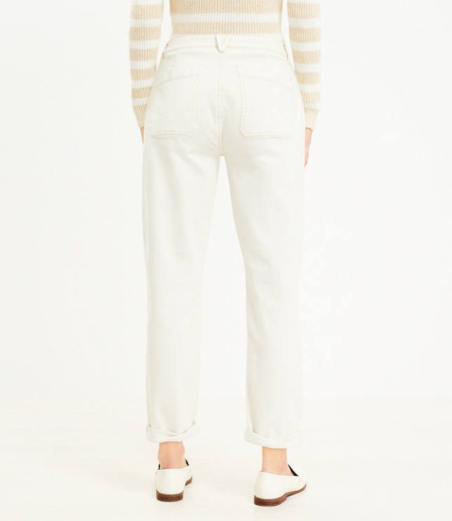 Style Co Womens Curvy Fit Cuffed Girlfriend Jeans White Size 14
