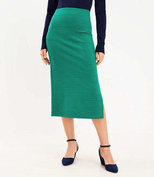 Petite Textured Stripe Midi Skirt