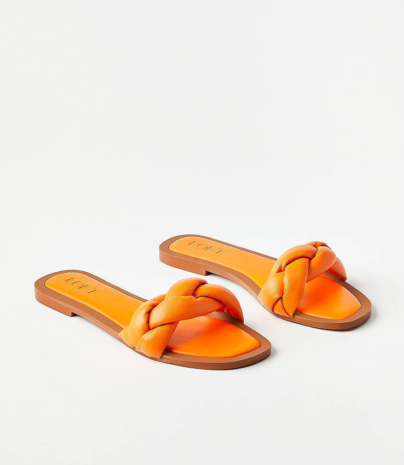 Padded Braided Leather Slide Sandals