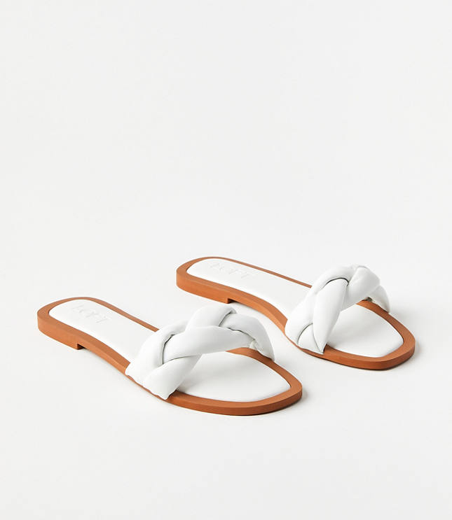 White flat slide online sandals