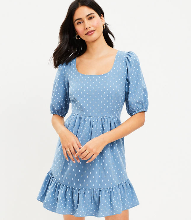 Spacedye Puff Sleeve Flounce Swing Dress