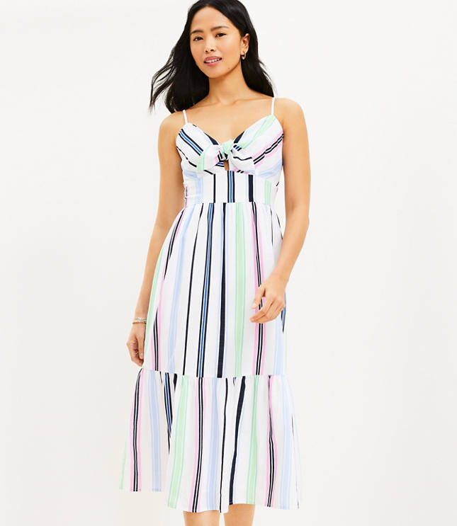 Petite Striped Cross Back Maxi Dress