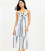 Striped Tie Front Strappy Midi Dress carousel Product Image 1