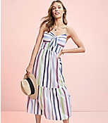 Striped Tie Front Strappy Midi Dress carousel Product Image 4