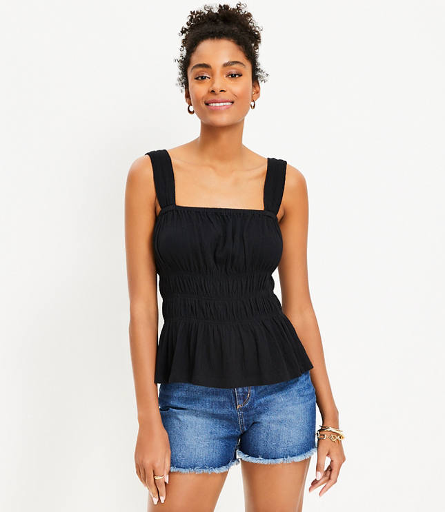 Smocked peplum tank top online