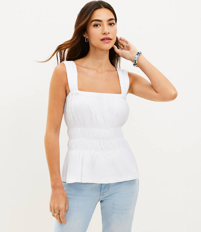 White square best sale neck peplum top