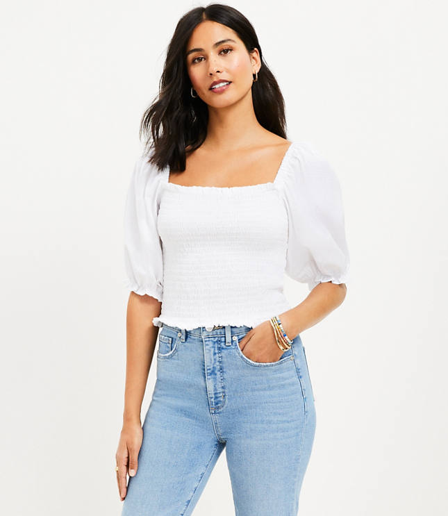 Sparkle Puff Sleeve Square Neck Top