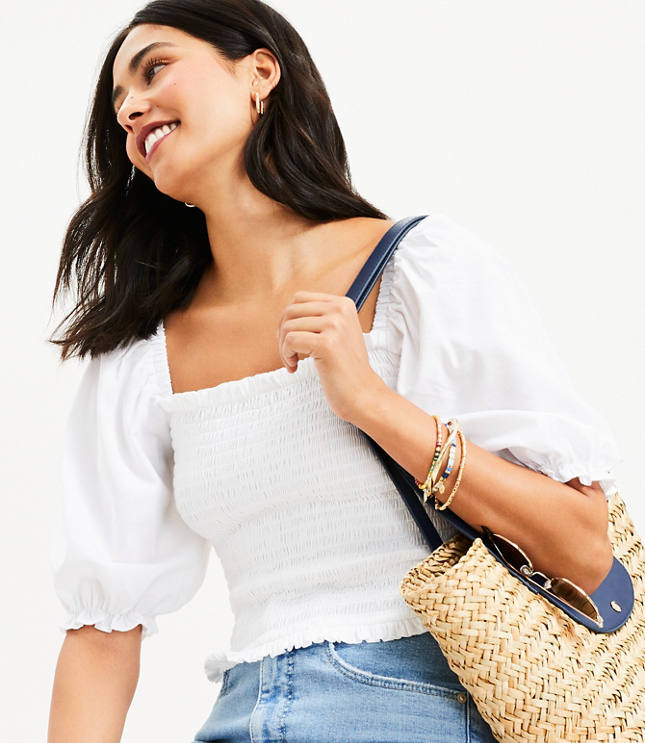Cropped Toggle Detail Puff Sleeve Shirt