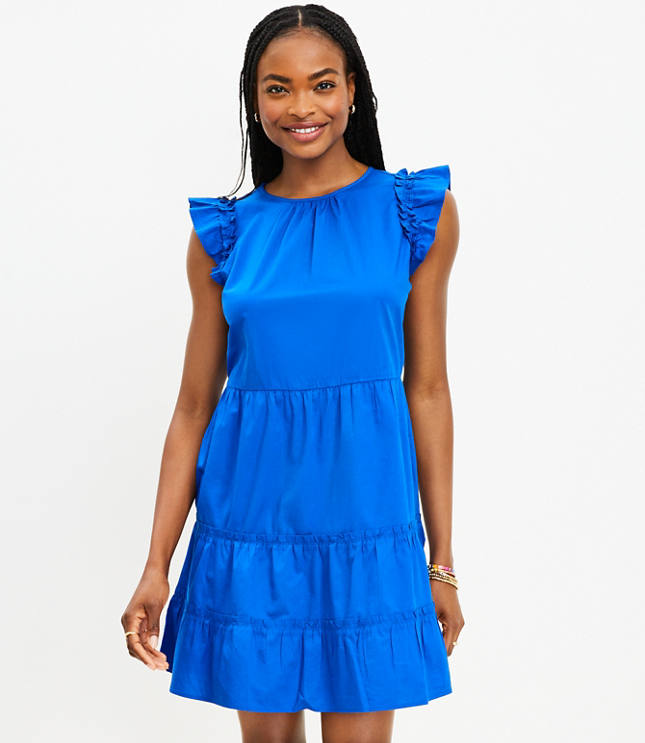 Flutter Sleeve Tiered Swing Dress