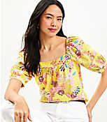 Floral Patchwork Puff Sleeve Blouse carousel Product Image 1