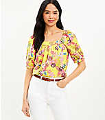 Floral Patchwork Puff Sleeve Blouse carousel Product Image 2