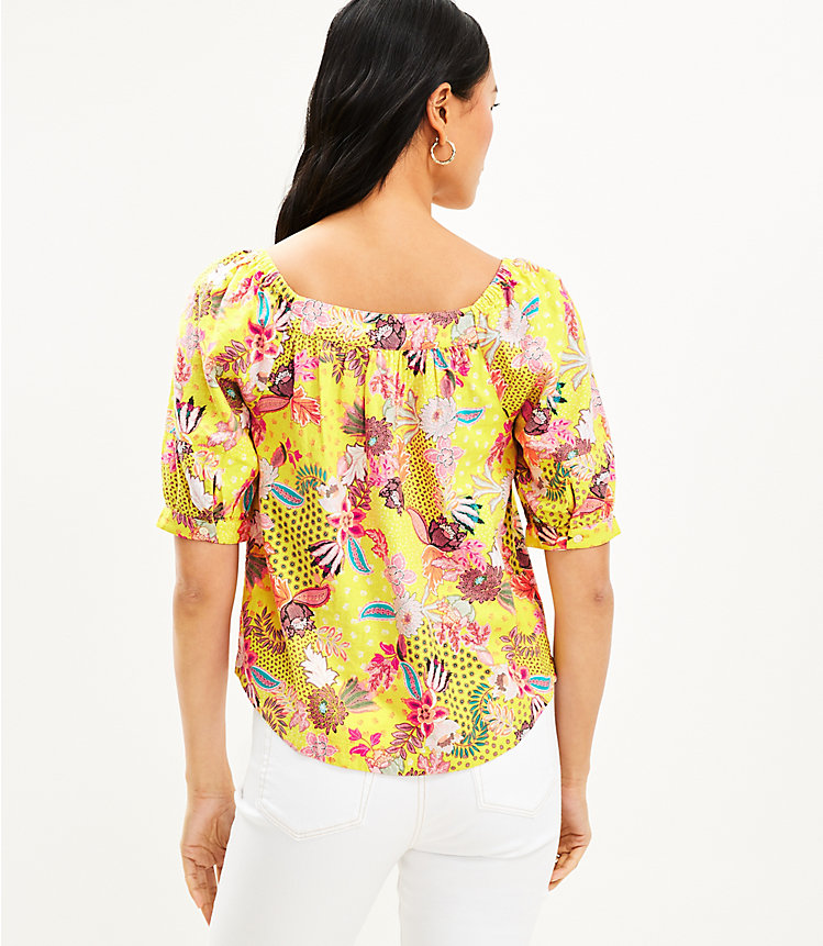 Floral Patchwork Puff Sleeve Blouse image number 2