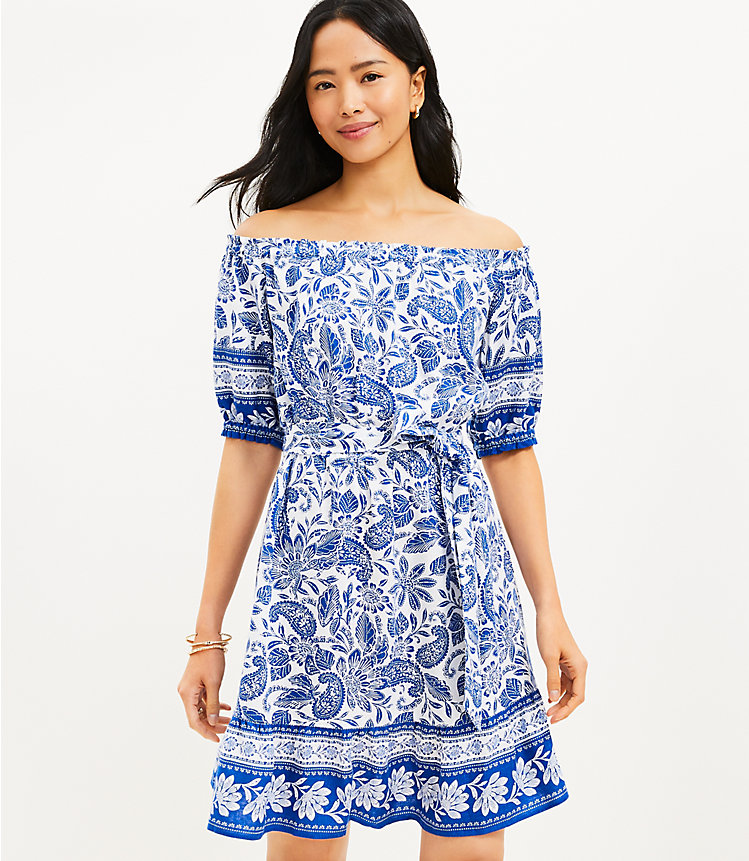 Paisley Ruffle Off The Shoulder Dress image number 0