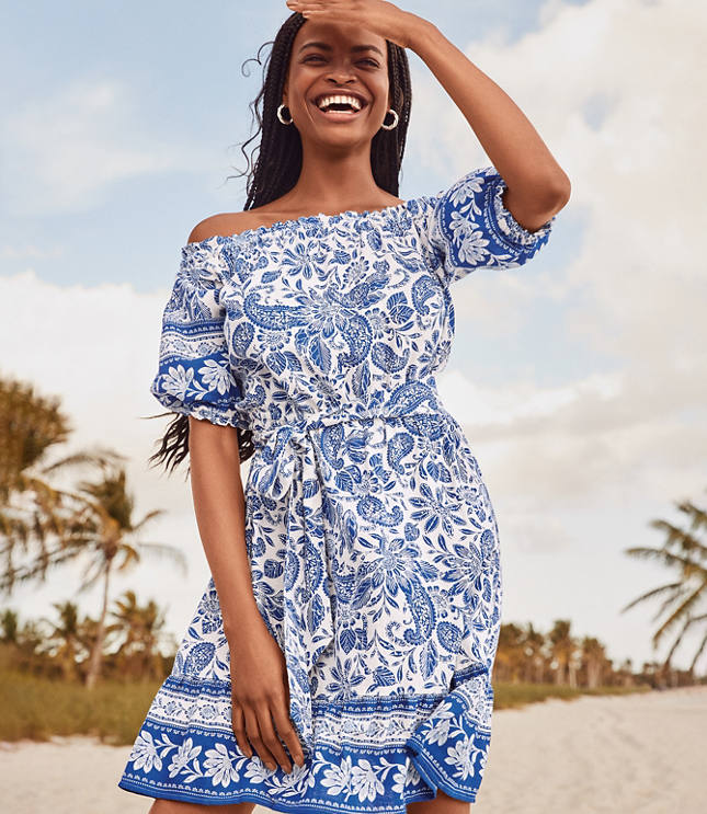 Floral ruffle off the shoulder dress best sale