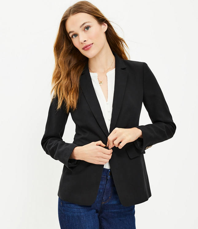 Loft Petite Ribbed Relaxed Open Sweater Blazer