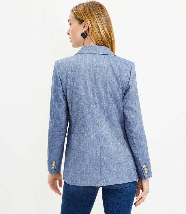 Petite Chambray Double Breasted Blazer