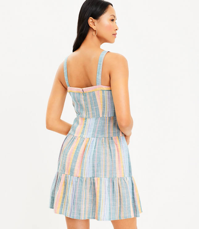 Stripe Strappy Tiered Swing Dress