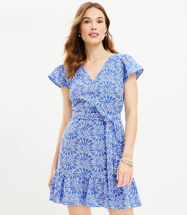 J crew flutter sleeve eyelet clearance dress