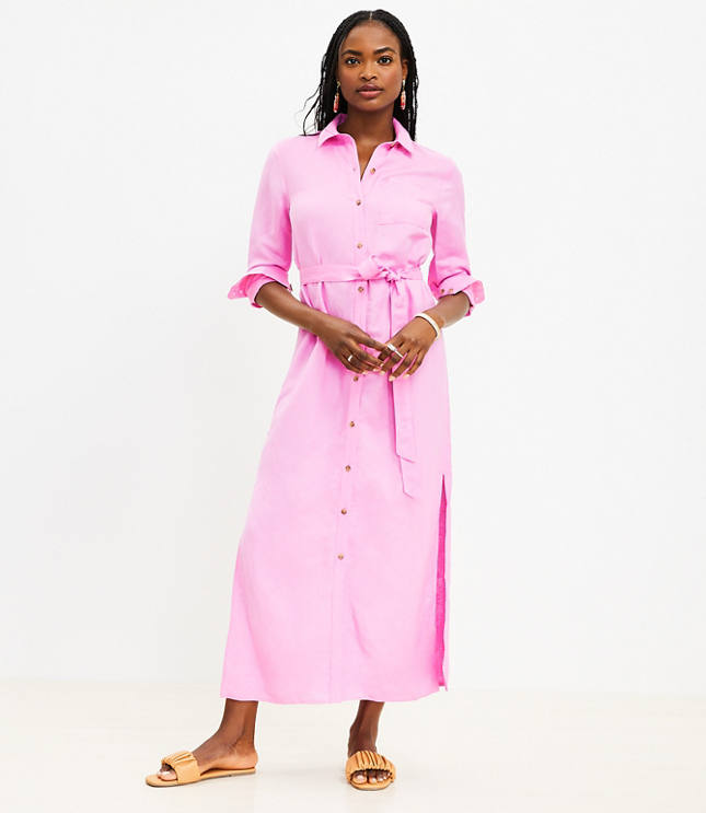 Linen-blend Shirt Dress