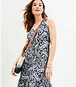 Paisley Linen Blend Strappy Button Tiered Midi Dress carousel Product Image 2