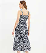 Paisley Linen Blend Strappy Button Tiered Midi Dress carousel Product Image 3