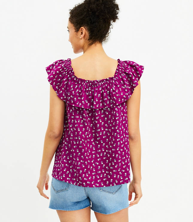Floral Flutter Square Neck Shell