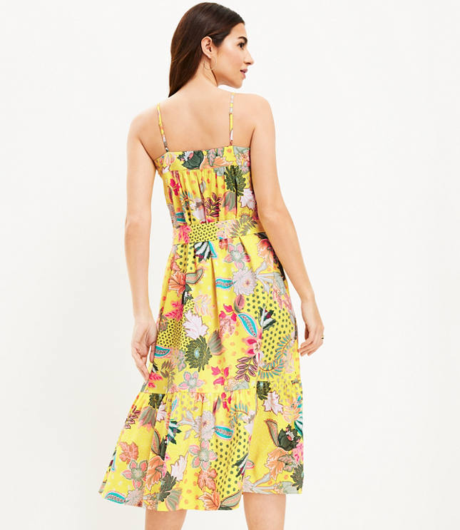 Floral Strappy Flounce Midi Dress