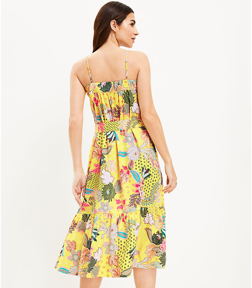 Floral Strappy Flounce Midi Dress
