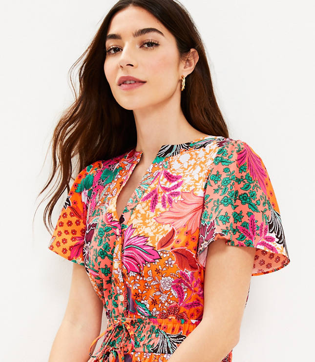 The LATIFA patchwork print smocked dress. main image 0