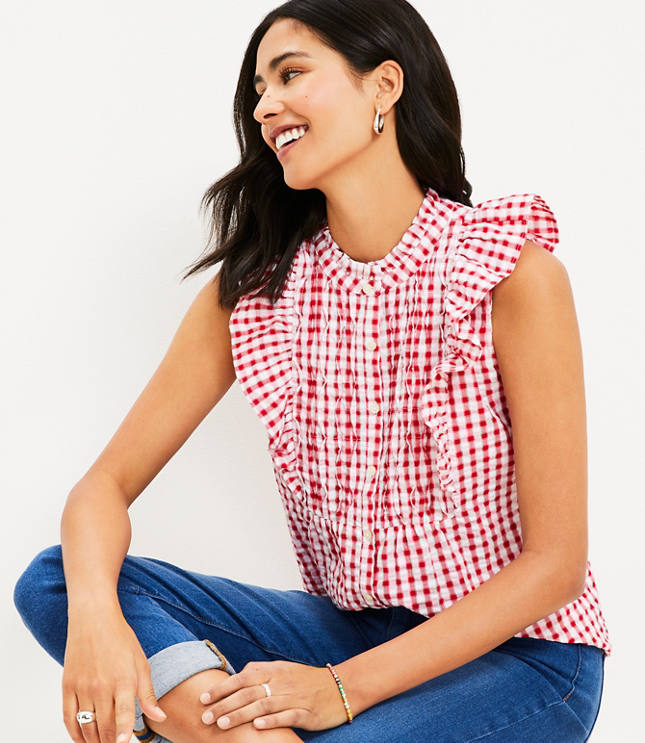 Plaid cheap ruffle top