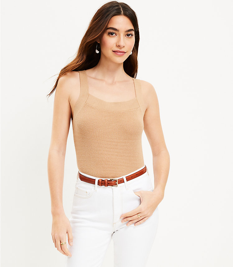 Ribbed Square Neck Sweater Tank Top image number 0