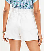 Button Front High Rise Paperbag Pull On Denim Shorts in White carousel Product Image 3