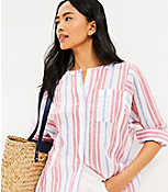 Striped Henley Everyday Pocket Tunic Shirt carousel Product Image 1
