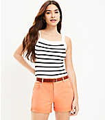 Mid Rise Denim Roll Shorts in Melon Ice carousel Product Image 1