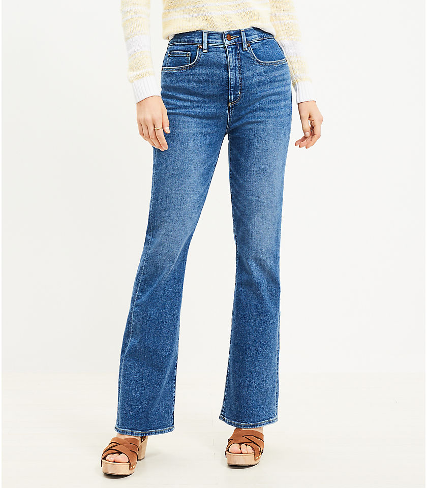 Curvy High Rise Slim Flare Jeans in Refined Mid Indigo Wash