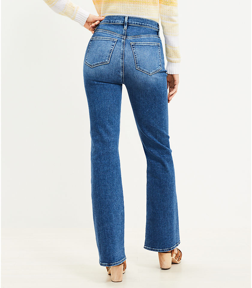 Curvy High Rise Slim Flare Jeans in Refined Mid Indigo Wash