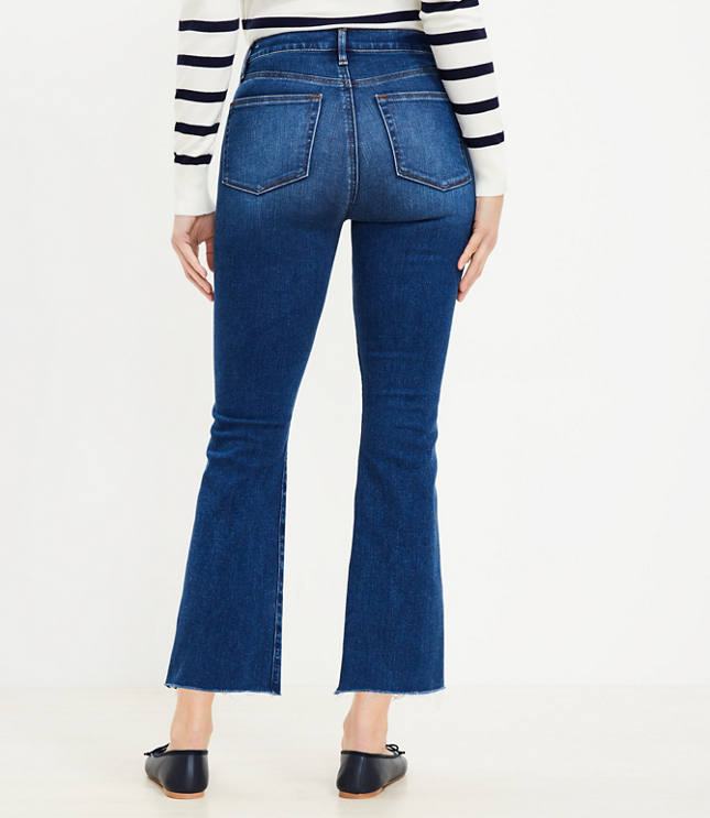 Step Hem High Rise Kick Crop Jeans in Classic Mid Wash - Classic Mid Wash