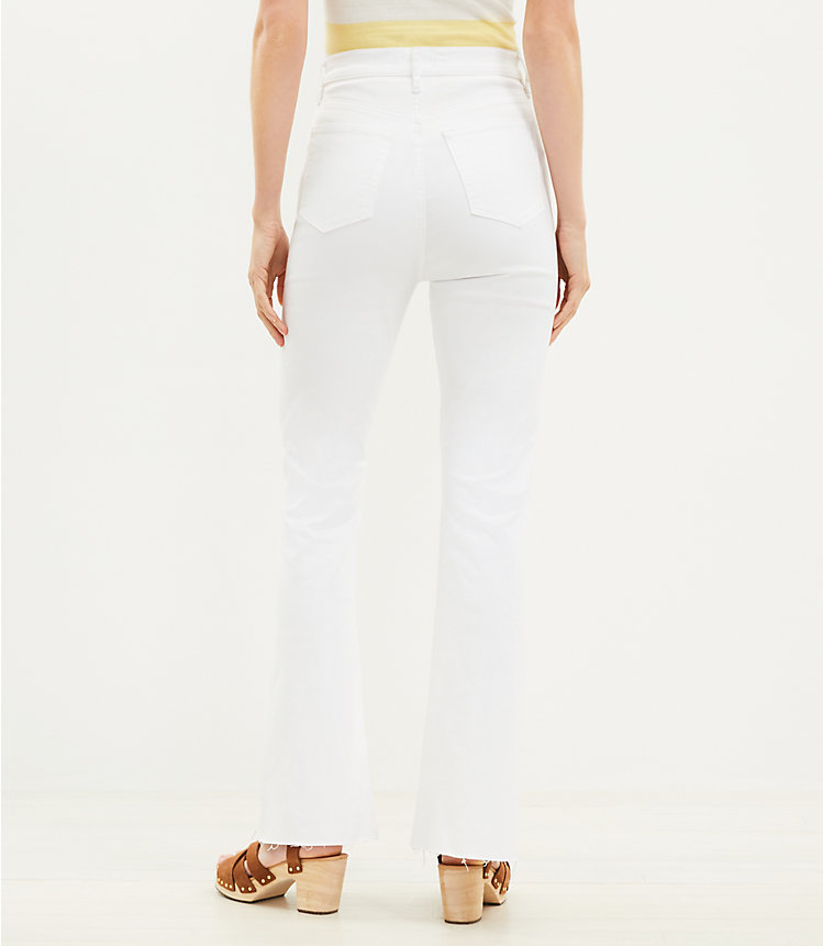 Curvy Button Front Fresh Cut High Rise Slim Flare Jeans in White image number null
