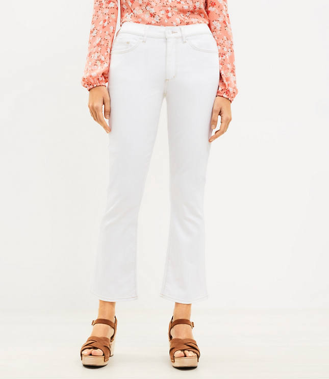 ASOS DESIGN high rise stretch 'effortless' crop kick flare jeans in midwash