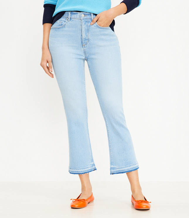 Step Hem High Rise Kick Crop Jeans in Classic Mid Wash - Classic Mid Wash